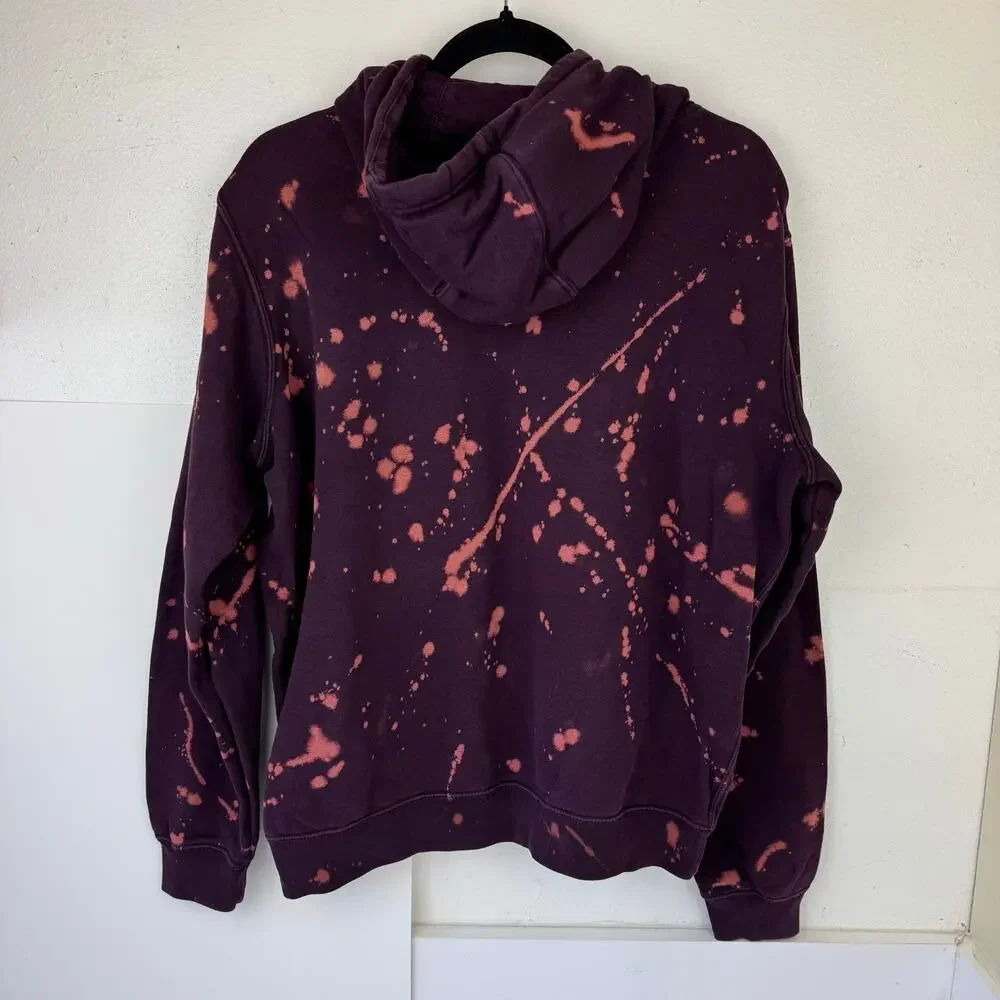 Nike Club pullover fleece Purple Splatter Dye Hoodie Sweatshirt Womens Sz M